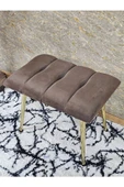 Gold Sivriltme Ayaklı 60 cm Puf Bench - Puf - Bench - Oturak - Mutfak Oturağı - Antre Oturağı Kahverengi Renk 60 x 40 Boyut/Ebat thumbnail 4
