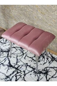 Krom Sivriltme Ayaklı 60 cm Puf Bench - Puf - Bench - Oturak - Mutfak Oturağı - Antre Oturağı Pembe Renk 60 x 40 Boyut/Ebat thumbnail 4