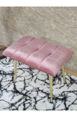 Gold Sivriltme Ayaklı 60 cm Puf Bench - Puf - Bench - Oturak - Mutfak Oturağı - Antre Oturağı Pembe Renk 60 x 40 Boyut/Ebat thumbnail 4