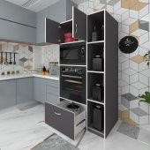 Kenzlife fırın dolabı makbule gri 180*90*56 mutfak çekmeceli ayaklı banyo kiler ofis - 1