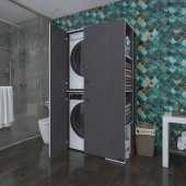 Kenzlife çamaşır-kurutma makinesi dolabı kapaklı foka gri 180X090X60 banyo arkalıksız - 1