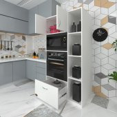 Kenzlife fırın dolabı makbule byz 180X90X56 mutfak çekmeceli ayaklı banyo kiler ofis - 1