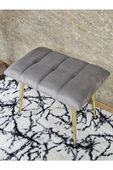 Gold Sivriltme Ayaklı 60 cm Puf Bench - Puf - Bench - Oturak - Mutfak Oturağı - Antre Oturağı Gri Renk 60 x 40 Boyut/Ebat thumbnail 4