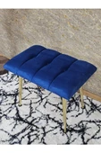Gold Sivriltme Ayaklı 60 cm Puf Bench - Puf - Bench - Oturak - Mutfak Oturağı - Antre Oturağı Mavi Renk 60 x 40 Boyut/Ebat thumbnail 4