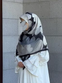 Pamuklu Vera Desen Eşarp-Siyah/Gri - 3