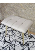 Gold Sivriltme Ayaklı 60 cm Puf Bench - Puf - Bench - Oturak - Mutfak Oturağı - Antre Oturağı Krem Renk 60 x 40 Boyut/Ebat thumbnail 4