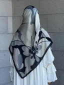 Pamuklu Vera Desen Eşarp-Siyah/Gri - 9