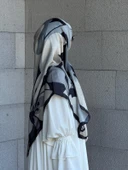 Pamuklu Vera Desen Eşarp-Siyah/Gri - 8