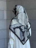 Pamuklu Vera Desen Eşarp-Siyah/Gri - 4