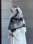 Pamuklu Vera Desen Eşarp-Siyah/Gri - 7