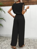 Kadın Kolsuz Bisiklet Yaka Aerobin Bluz Ve Bağcıklı Pantolon thumbnail 3