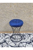 Yuvarlak Siyah Boyalı Puf Oturak - Bench - Ayak Ucu Oturak - Tabure - Makyaj Oturak Mavi Renk Yuvarlak Boyut/Ebat thumbnail 1