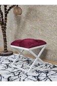 Beyaz Boyalı 45 cm x 45 cm Çaprazlı Puf Bench Oturak Bordo Renk 45 x 45 Boyut/Ebat thumbnail 1