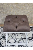 Beyaz Boyalı 45 cm x 45 cm Çaprazlı Puf Bench Oturak Kahverengi Renk 45 x 45 Boyut/Ebat thumbnail 4