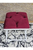 Beyaz Boyalı 45 cm x 45 cm Çaprazlı Puf Bench Oturak Bordo Renk 45 x 45 Boyut/Ebat thumbnail 4