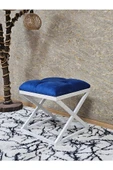 Beyaz Boyalı 45 cm x 45 cm Çaprazlı Puf Bench Oturak Mavi Renk 45 x 45 Boyut/Ebat thumbnail 1