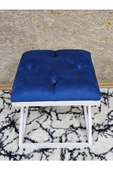 Beyaz Boyalı 45 cm x 45 cm Çaprazlı Puf Bench Oturak Mavi Renk 45 x 45 Boyut/Ebat thumbnail 4