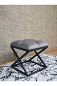Siyah Boyalı 45 cm x 45 cm Çaprazlı Puf Bench Oturak Gri Renk 45 x 45 Boyut/Ebat thumbnail 3