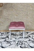 Beyaz Boyalı 45 cm x 45 cm Çaprazlı Puf Bench Oturak Pembe Renk 45 x 45 Boyut/Ebat thumbnail 2