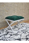 Beyaz Boyalı 45 cm x 45 cm Çaprazlı Puf Bench Oturak Yeşil Renk 45 x 45 Boyut/Ebat thumbnail 3