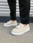 JY154 Blaze Bağcıksız Püsküllü Keten Erkek Günlük Spor Klasik Ayakkabı KBT - Beyaz thumbnail 2