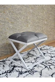 Beyaz Boyalı 45 cm x 45 cm Çaprazlı Puf Bench Oturak Gri Renk 45 x 45 Boyut/Ebat thumbnail 3