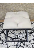 Siyah Boyalı 45 cm x 45 cm Çaprazlı Puf Bench Oturak Krem Renk 45 x 45 Boyut/Ebat thumbnail 4