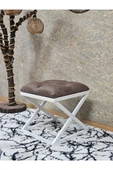 Beyaz Boyalı 45 cm x 45 cm Çaprazlı Puf Bench Oturak Kahverengi Renk 45 x 45 Boyut/Ebat thumbnail 1