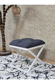 Beyaz Boyalı 45 cm x 45 cm Çaprazlı Puf Bench Oturak Füme Renk 45 x 45 Boyut/Ebat thumbnail 1