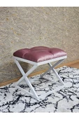 Beyaz Boyalı 45 cm x 45 cm Çaprazlı Puf Bench Oturak Pembe Renk 45 x 45 Boyut/Ebat thumbnail 3
