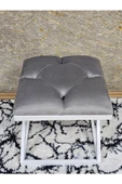 Beyaz Boyalı 45 cm x 45 cm Çaprazlı Puf Bench Oturak Gri Renk 45 x 45 Boyut/Ebat thumbnail 4