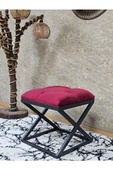 Siyah Boyalı 45 cm x 45 cm Çaprazlı Puf Bench Oturak Bordo Renk 45 x 45 Boyut/Ebat thumbnail 1