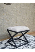 Siyah Boyalı 45 cm x 45 cm Çaprazlı Puf Bench Oturak Krem Renk 45 x 45 Boyut/Ebat thumbnail 3
