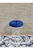 Yuvarlak Beyaz Boyalı Puf Oturak - Bench - Ayak Ucu Oturak - Beyaz Boyalı Tabure - Makyaj Oturak Mavi Renk Yuvarlak Boyut/Ebat thumbnail 1