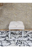Beyaz Boyalı 45 cm x 45 cm Çaprazlı Puf Bench Oturak Krem Renk 45 x 45 Boyut/Ebat thumbnail 2