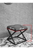 Beyaz Boyalı 45 cm x 45 cm Çaprazlı Puf Bench Oturak Kahverengi Renk 45 x 45 Boyut/Ebat thumbnail 5