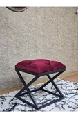 Siyah Boyalı 45 cm x 45 cm Çaprazlı Puf Bench Oturak Bordo Renk 45 x 45 Boyut/Ebat thumbnail 3