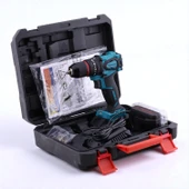 Kömürsüz Darbeli Akülü Vidalama Çift Batarya Li-ion Batarya 20 V 2.0 Ah Hızlı Şarj Metal Mandren thumbnail 6