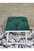 Beyaz Boyalı 45 cm x 45 cm Çaprazlı Puf Bench Oturak Yeşil Renk 45 x 45 Boyut/Ebat thumbnail 4