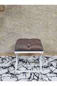 Beyaz Boyalı 45 cm x 45 cm Çaprazlı Puf Bench Oturak Kahverengi Renk 45 x 45 Boyut/Ebat thumbnail 2