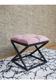 Siyah Boyalı 45 cm x 45 cm Çaprazlı Puf Bench Oturak Pembe Renk 45 x 45 Boyut/Ebat thumbnail 3