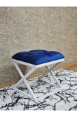 Beyaz Boyalı 45 cm x 45 cm Çaprazlı Puf Bench Oturak Mavi Renk 45 x 45 Boyut/Ebat thumbnail 3