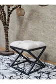 Siyah Boyalı 45 cm x 45 cm Çaprazlı Puf Bench Oturak Krem Renk 45 x 45 Boyut/Ebat thumbnail 1