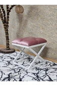 Beyaz Boyalı 45 cm x 45 cm Çaprazlı Puf Bench Oturak Pembe Renk 45 x 45 Boyut/Ebat thumbnail 1