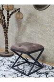 Siyah Boyalı 45 cm x 45 cm Çaprazlı Puf Bench Oturak Kahverengi Renk 45 x 45 Boyut/Ebat - 1