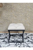 Siyah Boyalı 45 cm x 45 cm Çaprazlı Puf Bench Oturak Krem Renk 45 x 45 Boyut/Ebat thumbnail 2