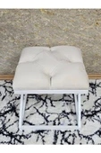 Beyaz Boyalı 45 cm x 45 cm Çaprazlı Puf Bench Oturak Krem Renk 45 x 45 Boyut/Ebat thumbnail 4