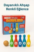 Çocuklar İçin Ahşap Bowling Seti ve Eğitici Ürün El Becersini Geliştirir Motor Beceri Katkı Sağlar - 5