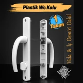 Plastik Wc Banyo Kapı Kolu Tutamağı İçi Metal Plastik Tutma Kol Sağa Sola Uyumlu 1 Çift thumbnail 2