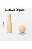 Çocuklar İçin Ahşap Bowling Seti ve Eğitici Ürün El Becersini Geliştirir Motor Beceri Katkı Sağlar - 7